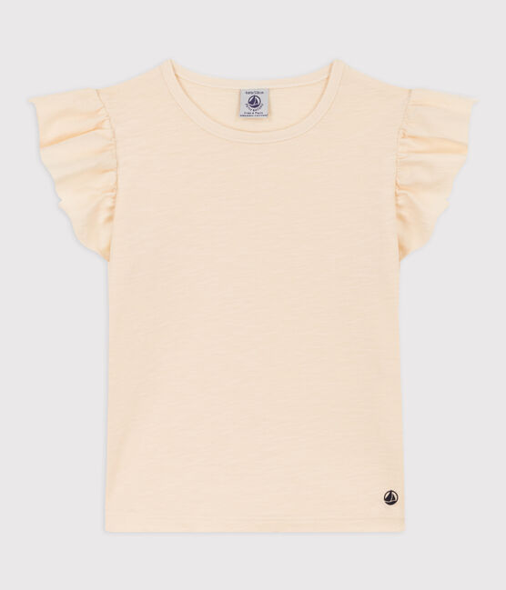 Tee-shirt manches courtes en coton enfant fille écru AVALANCHE