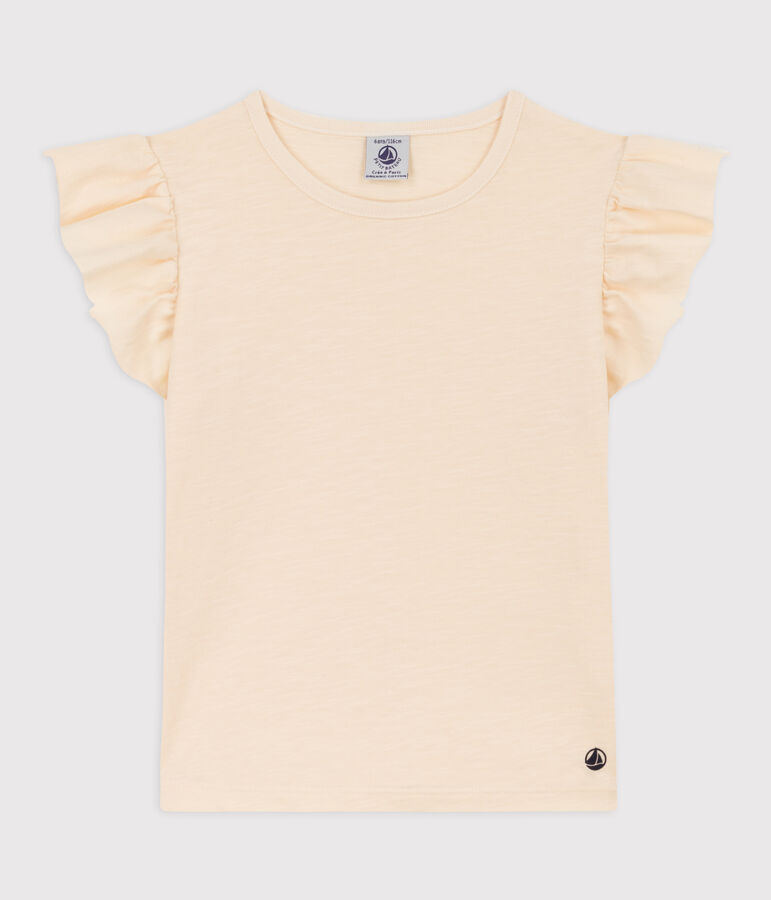 Tee-shirt manches courtes en coton enfant fille &eacute;cru AVALANCHE