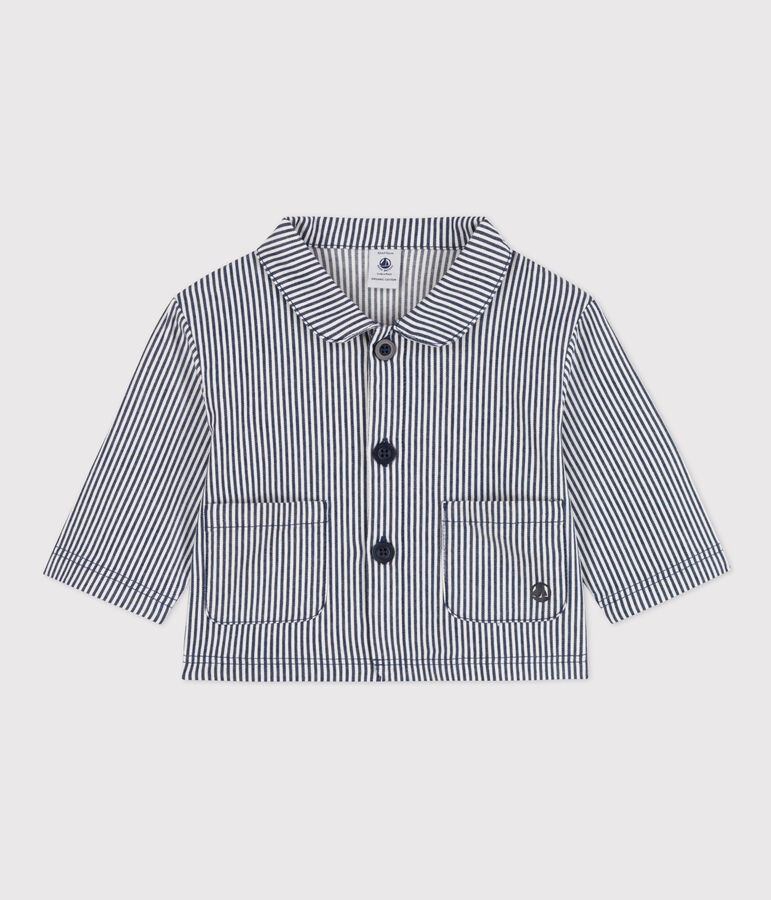 Veste courte b&eacute;b&eacute; en toile ray&eacute;e bleu MEDIEVAL/blanc MARSHMALLOW