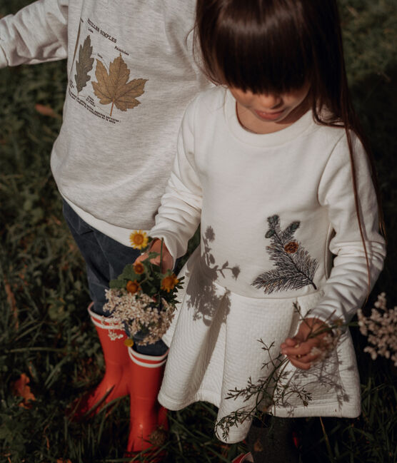 Robe enfant fille Petit Bateau x Deyrolle blanc MARSHMALLOW