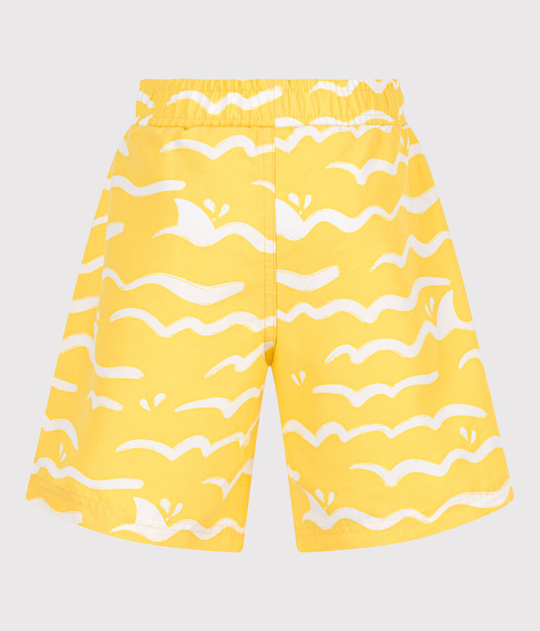 Short de bain enfant imprim&eacute; jaune ORGE/blanc MARSHMALLOW