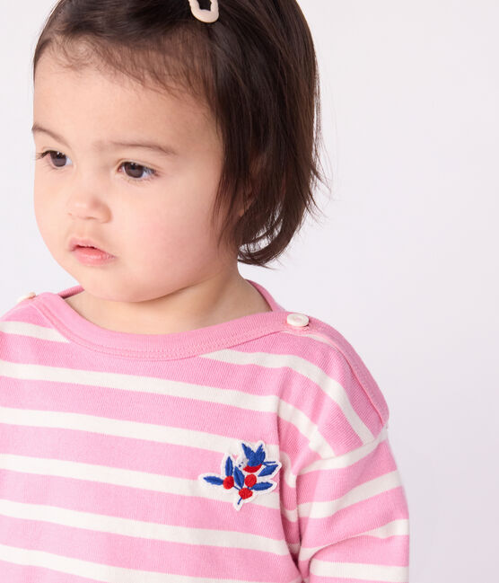 Marinière bébé en coton rose BOUDOIR/ MILK