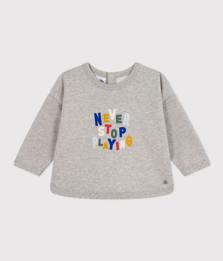 Sweatshirt en molleton b&eacute;b&eacute; gris CHATON CHINE