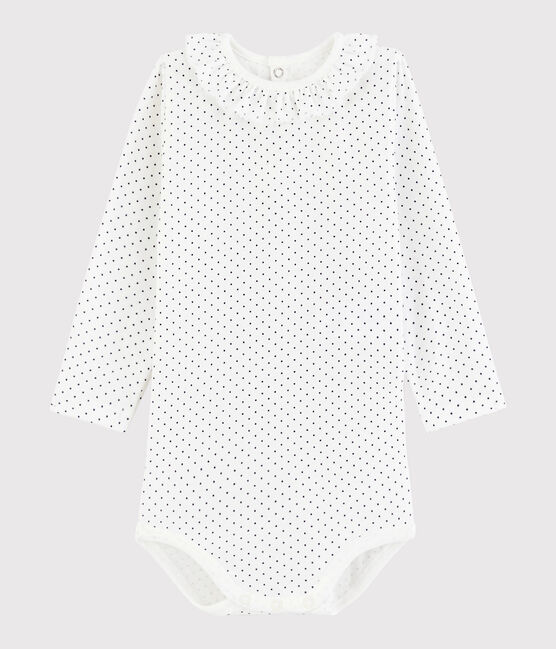 Body manches longues bébé fille blanc MARSHMALLOW/bleu MEDIEVAL