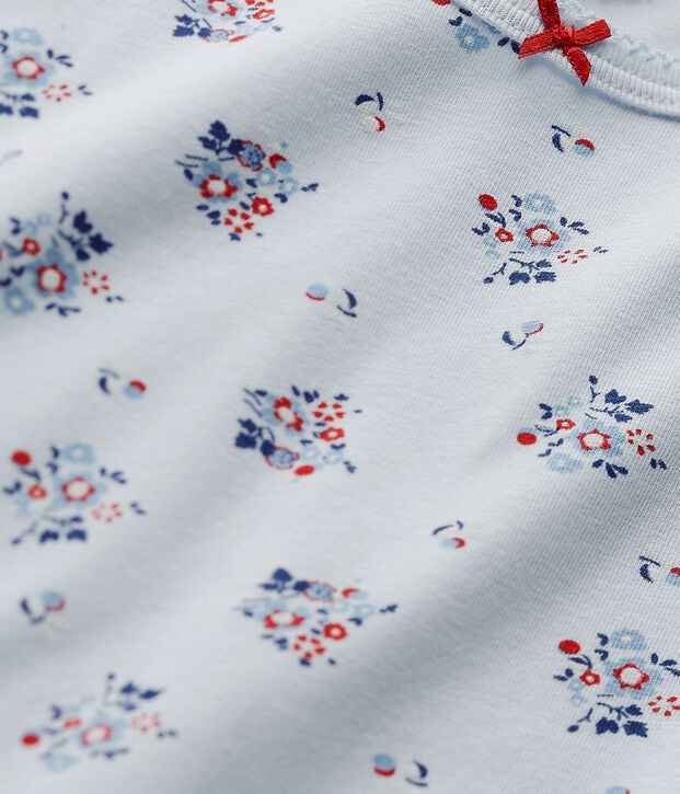 T-shirt fille imprim&eacute; en jersey stretch bleu/multicouleur
