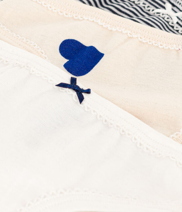 Lot de 3 culottes tricoeurs en coton petite fille multicouleur