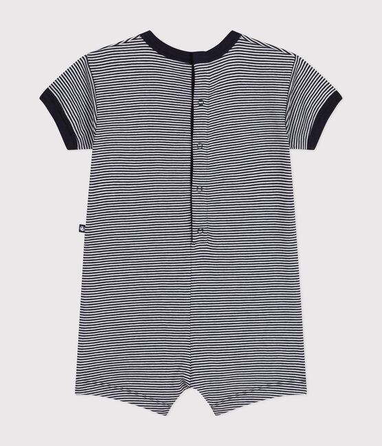Combinaison courte en jersey bébé bleu SMOKING/blanc MARSHMALLOW