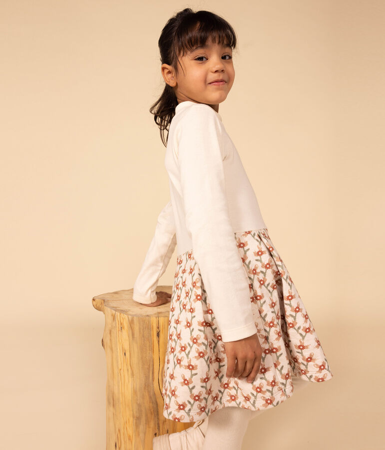 Robe manches longues imprim&eacute;e enfant fille blanc AVALANCHE/ MULTICO
