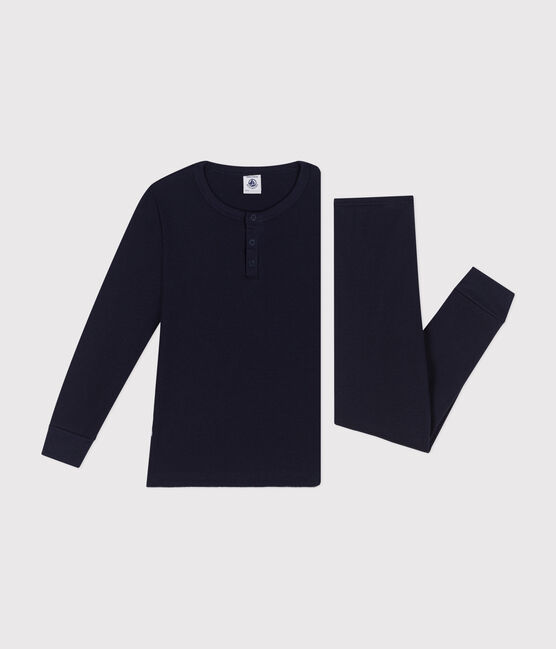 Pyjama uni en coton enfant bleu SMOKING