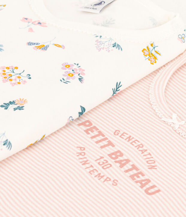 Lot de 2 pyjacourts fleurs en coton petite fille multicouleur