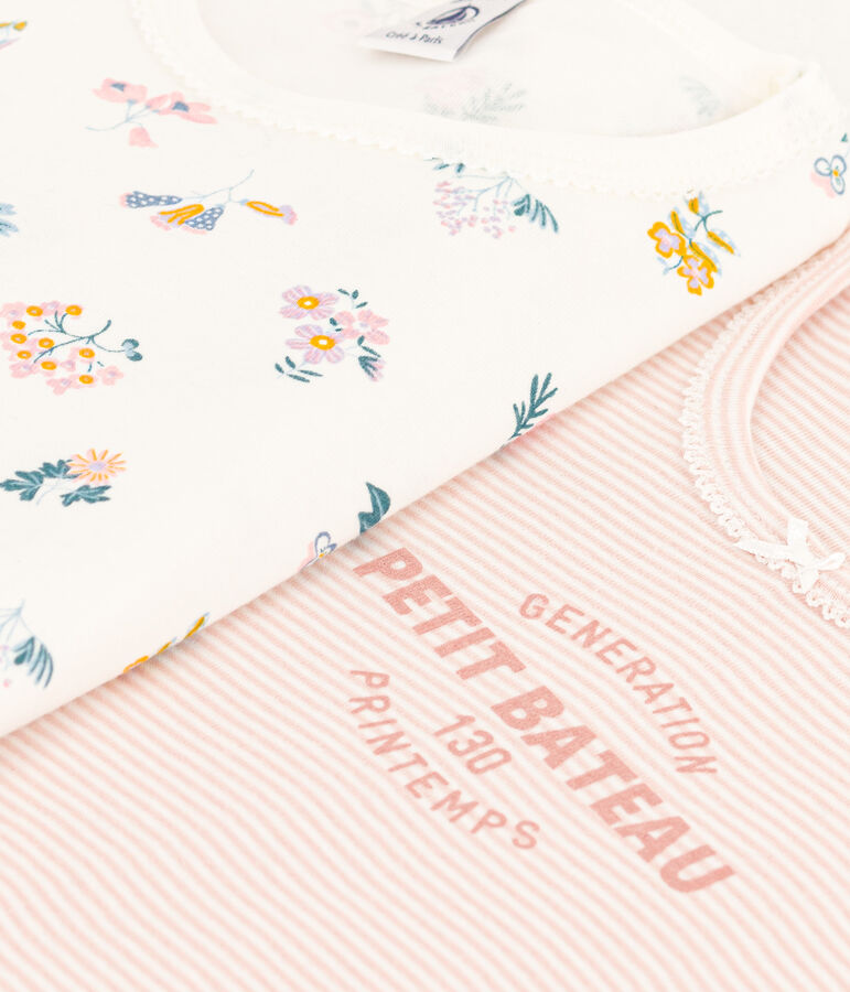 Lot de 2 pyjacourts fleurs en coton petite fille variante 1