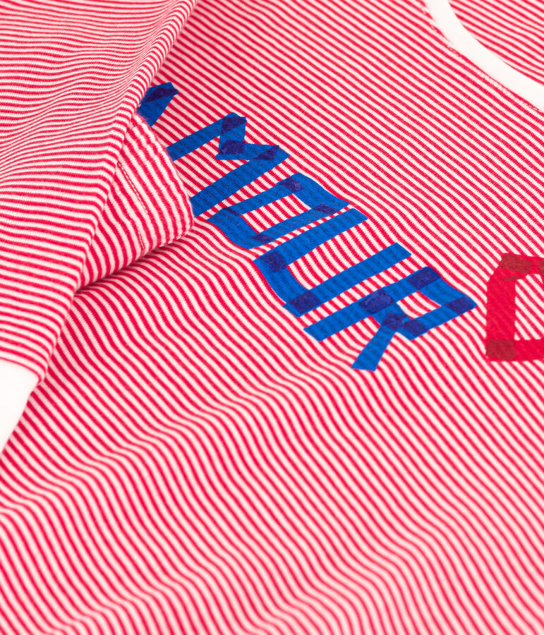 Pyjama ray&eacute; en coton femme rouge CORRIDA/blanc MARSHMALLOW