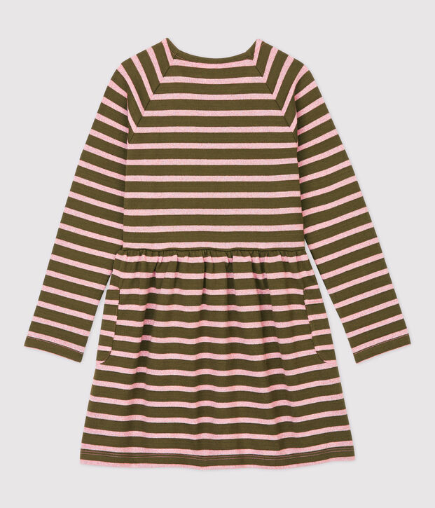 Robe manches longues en coton enfant fille vert/CHARME BRILLANT