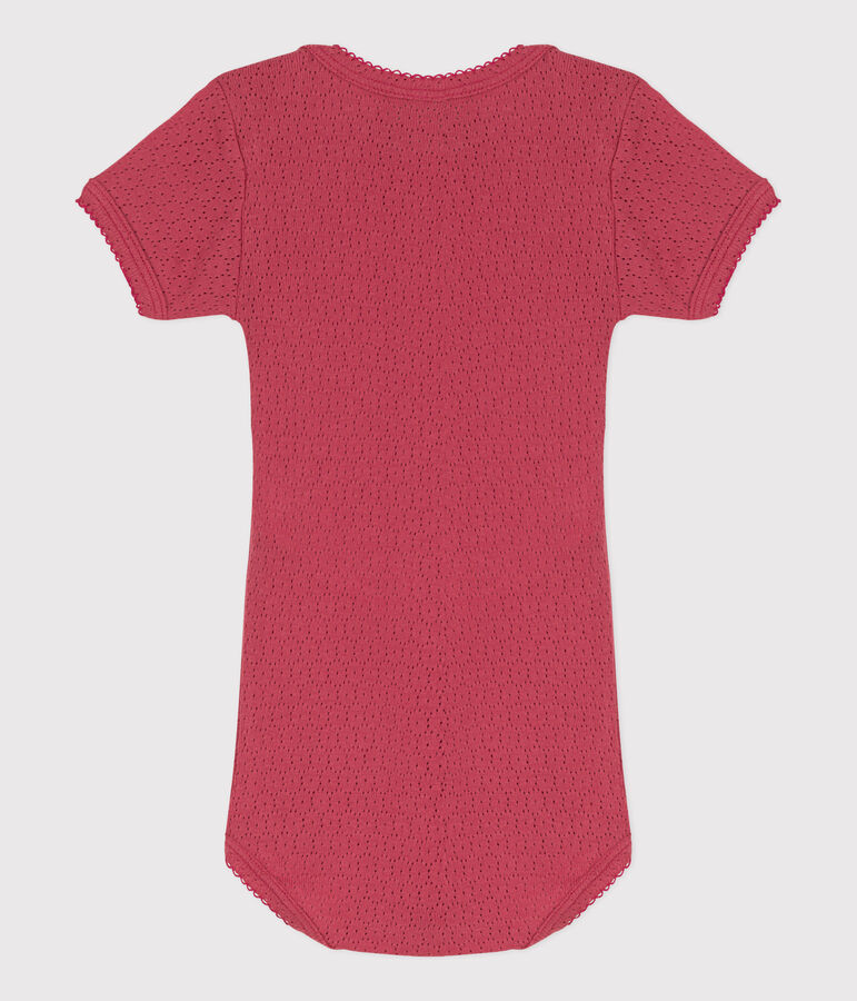 Body manches courtes b&eacute;b&eacute; en maille ajour&eacute;e rose PAPI