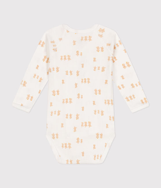 Body croisés manches longues en coton bébé MARSHMALLOW/ BEIGE