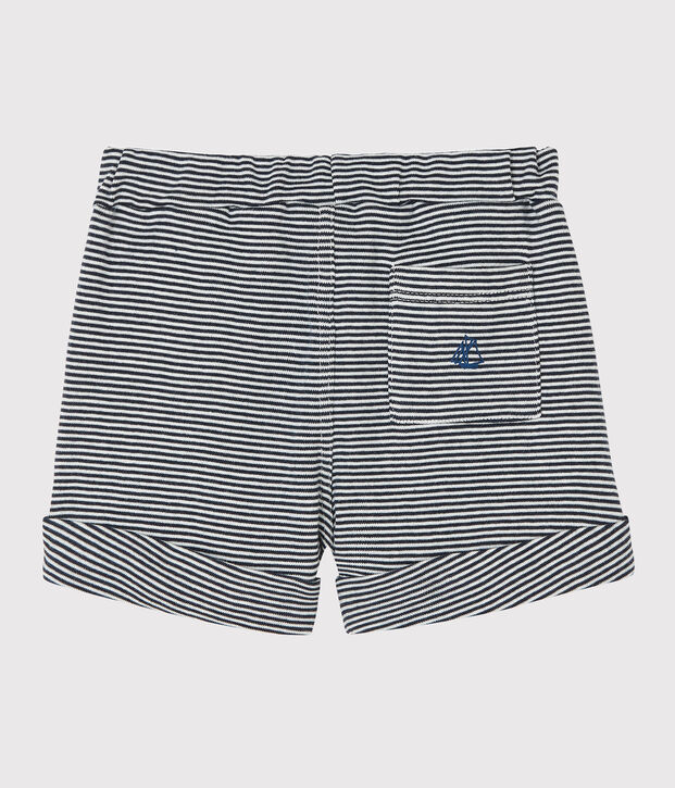 Short b&eacute;b&eacute; en maille bleu/blanc