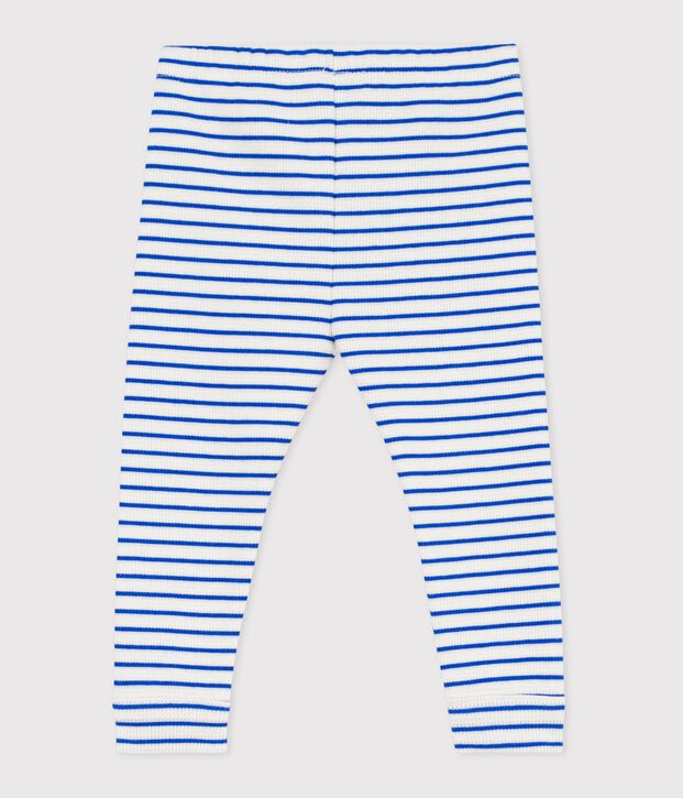 Legging b&eacute;b&eacute; en coton ray&eacute; bleu/bleu