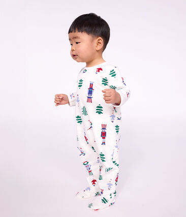 Pyjama bébé en molleton ouverture dos imprimé Noël