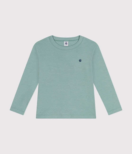 Tee-shirt manches longues en côte enfant fille / garçon vert PAUL