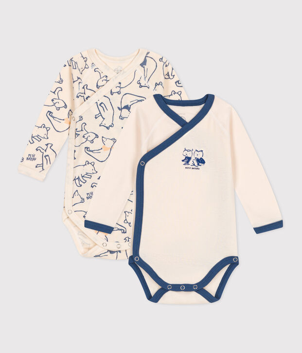 Lot de 2 bodies naissance en coton b&eacute;b&eacute; multicouleur