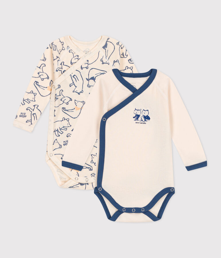 Lot de 2 bodies naissance en coton b&eacute;b&eacute; multicouleur
