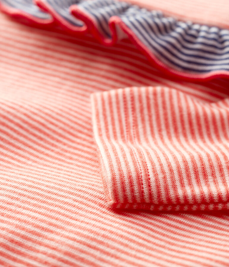 Blouse en laine et coton b&eacute;b&eacute; orange OURSIN/blanc MARSHMALLOW