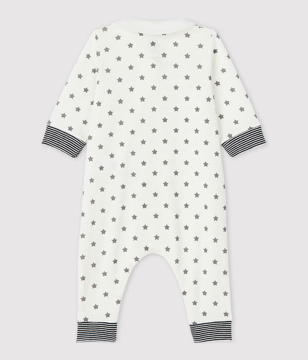 Dors-bien sans pieds zipp&eacute; &agrave; &eacute;toiles b&eacute;b&eacute; en coton biologique blanc/gris