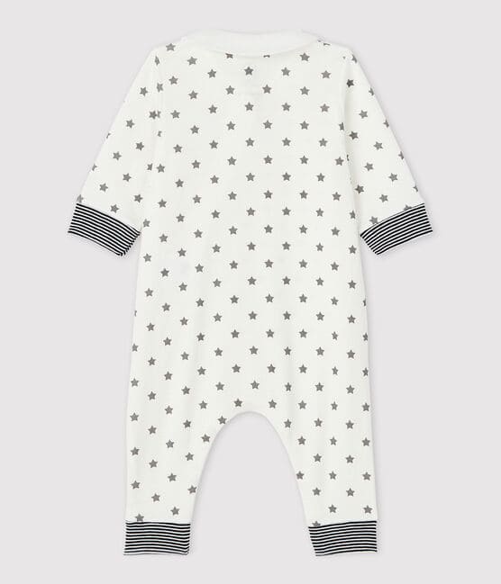 Dors-bien sans pieds zippé à étoiles bébé en coton biologique blanc MARSHMALLOW/gris GRIS