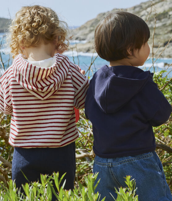 Sweatshirt à capuche bébé en bouclette éponge blanc AVALANCHE/ STOP