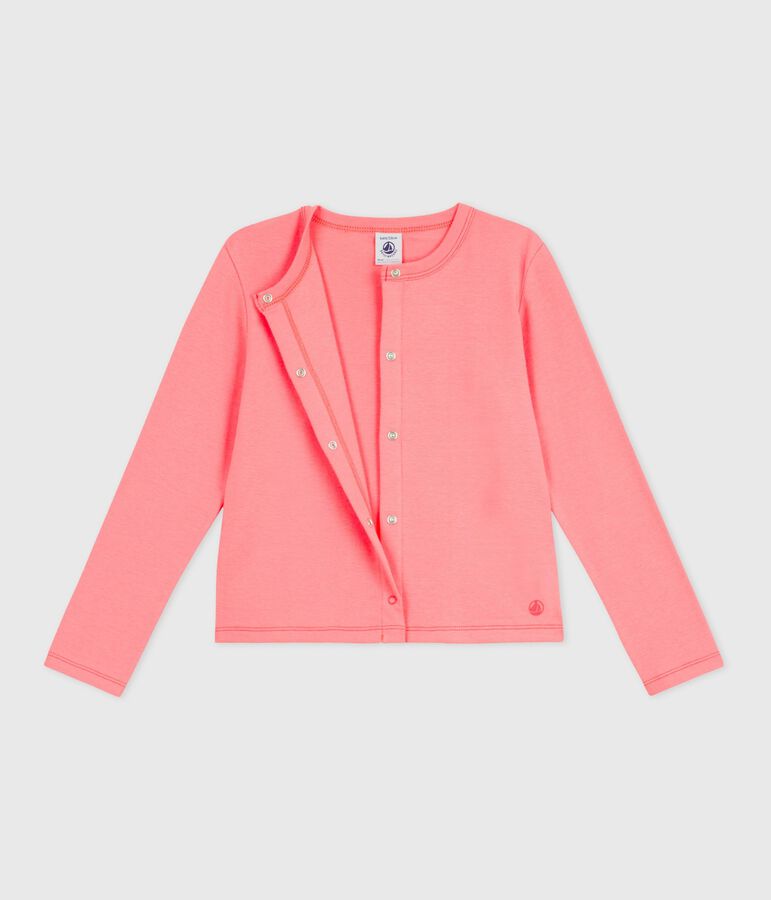 Cardigan enfant en coton uni rose