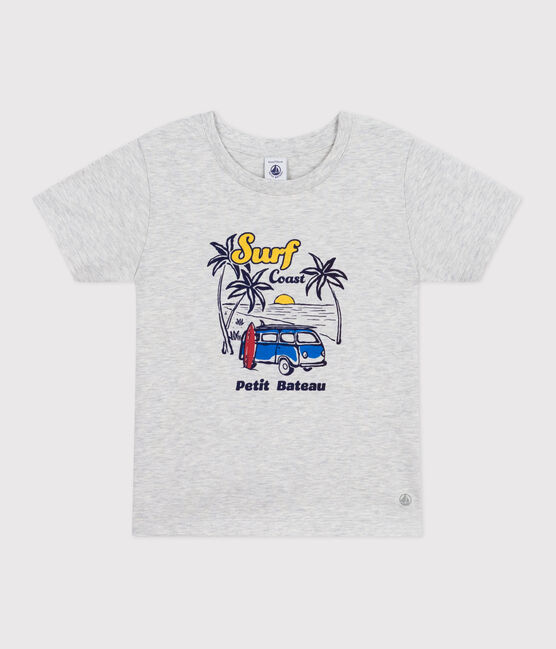 Teeshirt enfant en coton manches courtes imprimé gris BELUGA CHINE