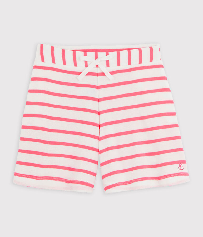 Short en c&ocirc;te enfant fille blanc/rose