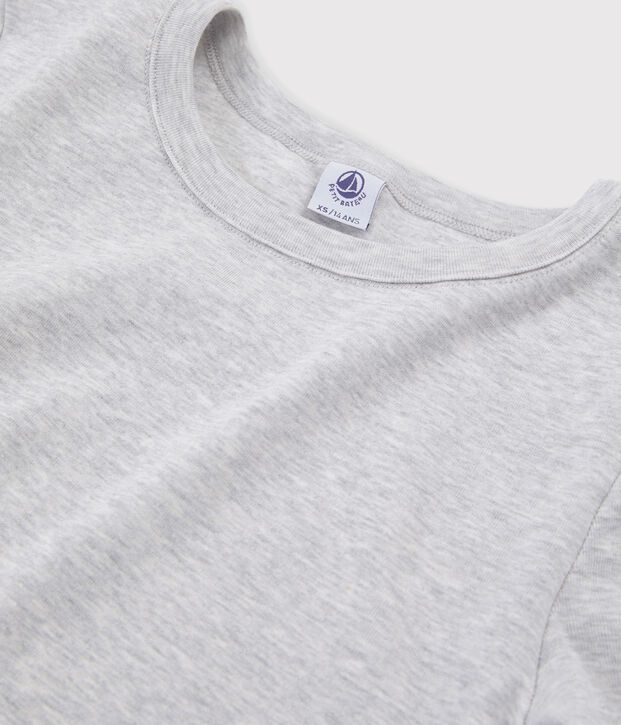 T-shirt col rond iconique en coton Femme gris chin&eacute; clair
