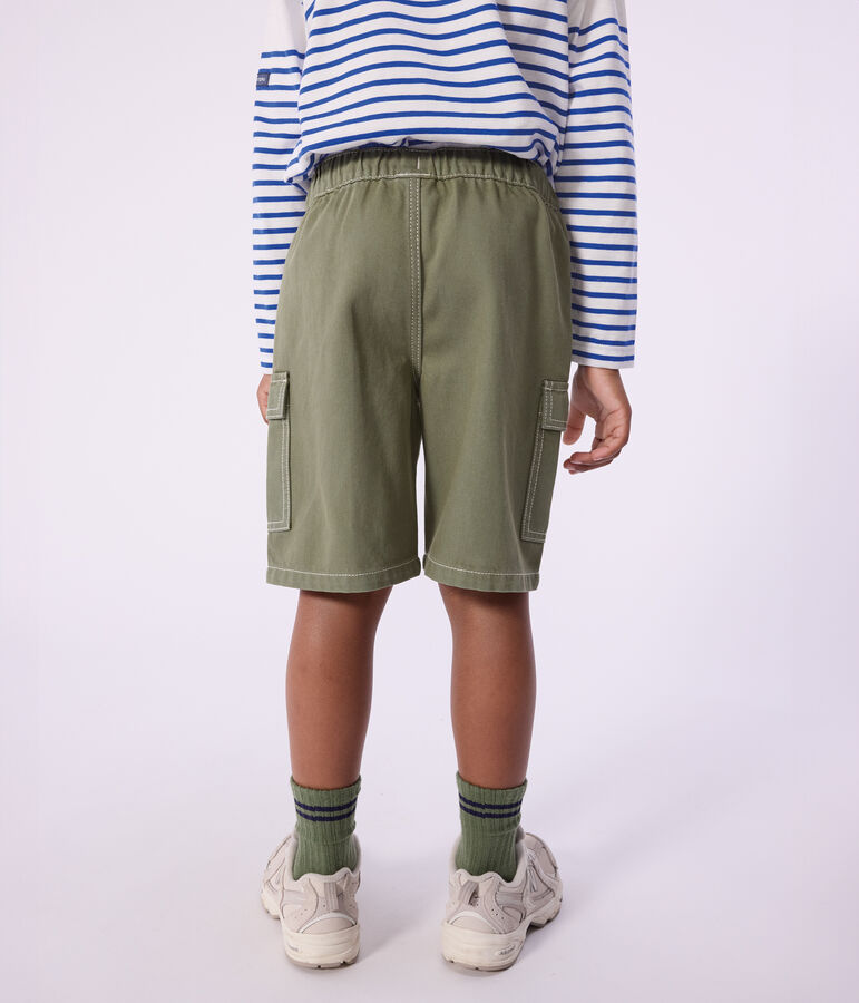 Bermuda cargo enfant en coton vert OLIVINE