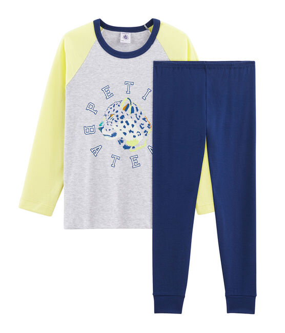 Pyjama petit garçon en côte bleu MEDIEVAL/blanc MULTICO