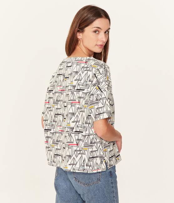 Marinière manches courtes femme blanc MARSHMALLOW/blanc MULTICO