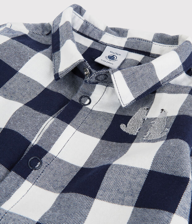 Chemise en coton b&eacute;b&eacute; bleu/blanc