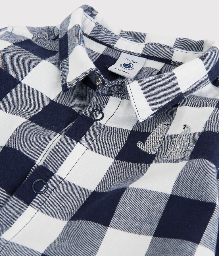 Chemise en coton b&eacute;b&eacute; bleu SMOKING/blanc MARSHMALLOW