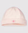 Bonnet bébé en velours de coton biologique rose FLEUR