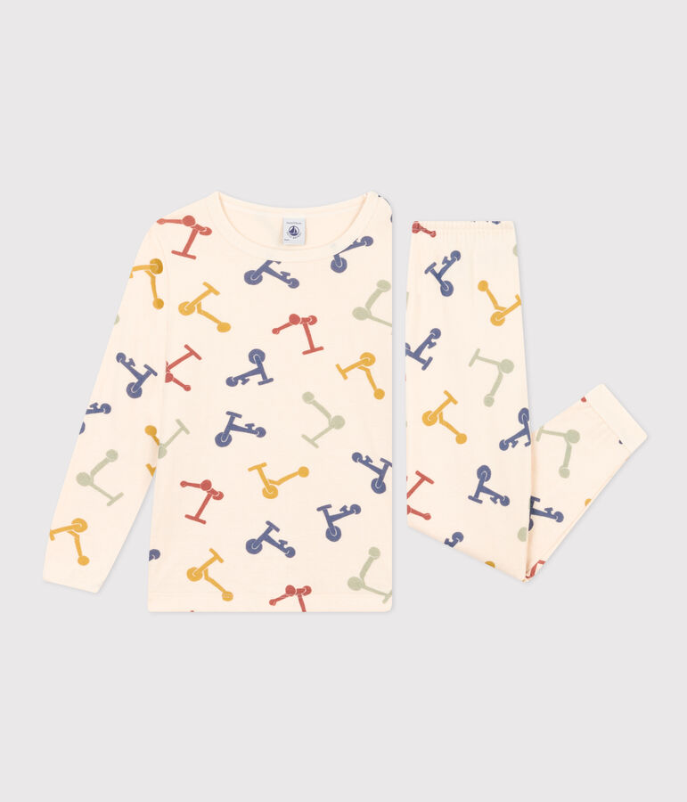 Pyjama imprim&eacute; en coton enfant blanc AVALANCHE/ MULTICO