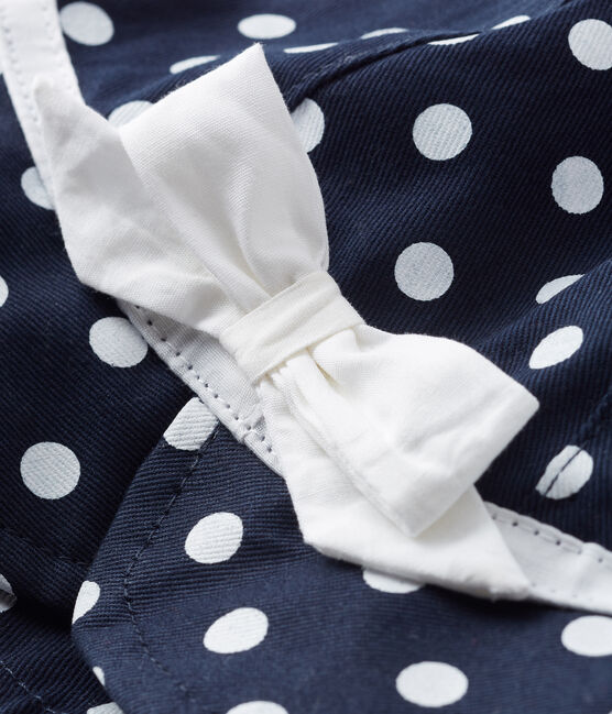 Capeline bébé fille à pois bleu SMOKING/blanc MARSHMALLOW