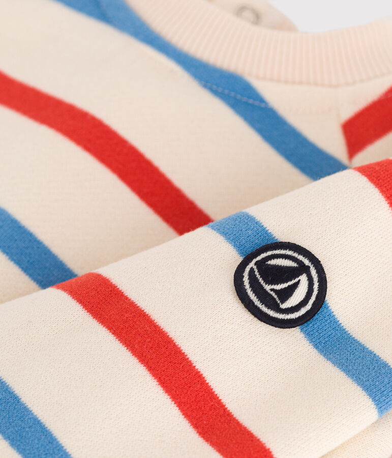 Sweat b&eacute;b&eacute; en coton, imprim&eacute; rayures marini&egrave;re bicolores blanc AVALANCHE/ MULTICO