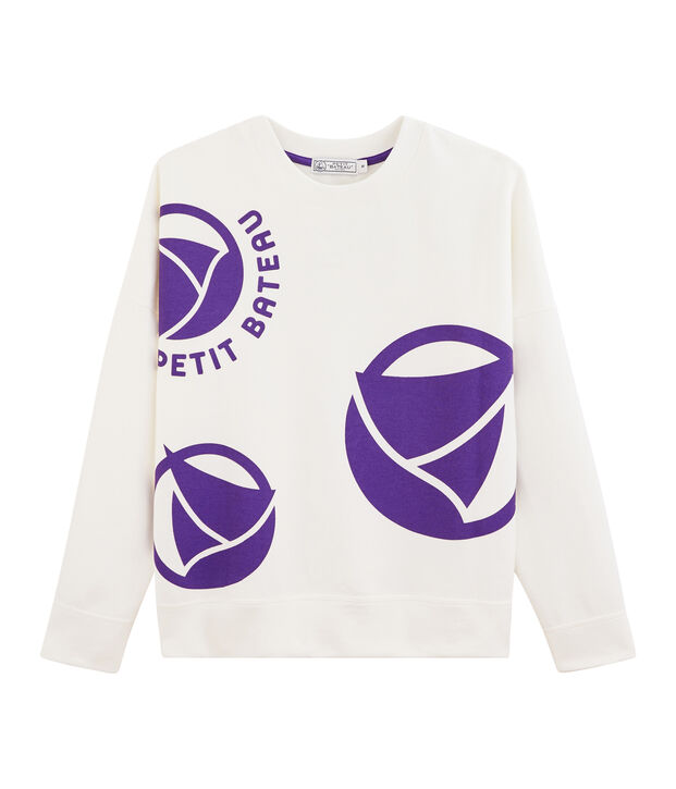 Sweat shirt logo femme blanc/violet