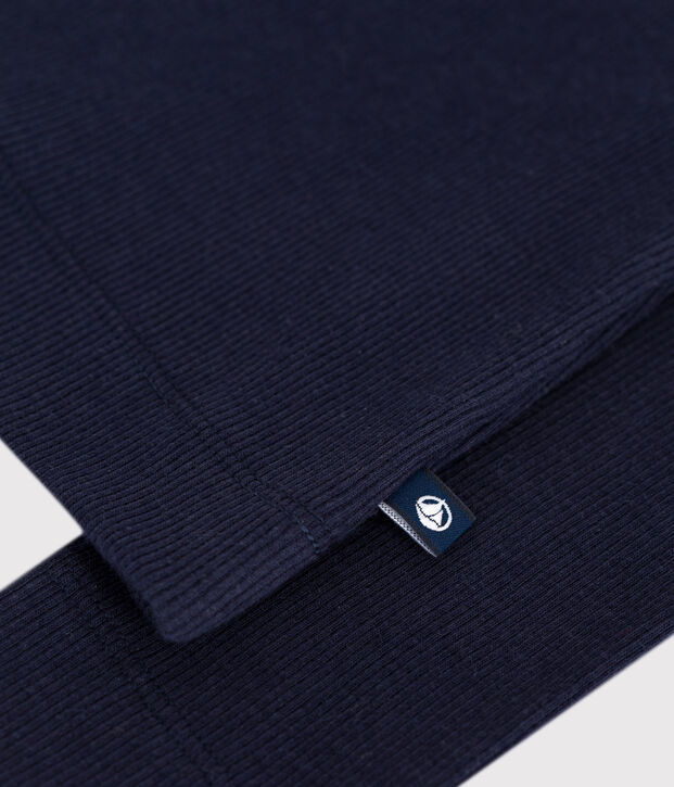 Tee-shirt femme l'iconique en laine et coton manches longues bleu marine