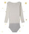 Body à manches longues femme. Petit bateau x Marie-Agnès Gillot beige COQUILLE/gris SUBWAY