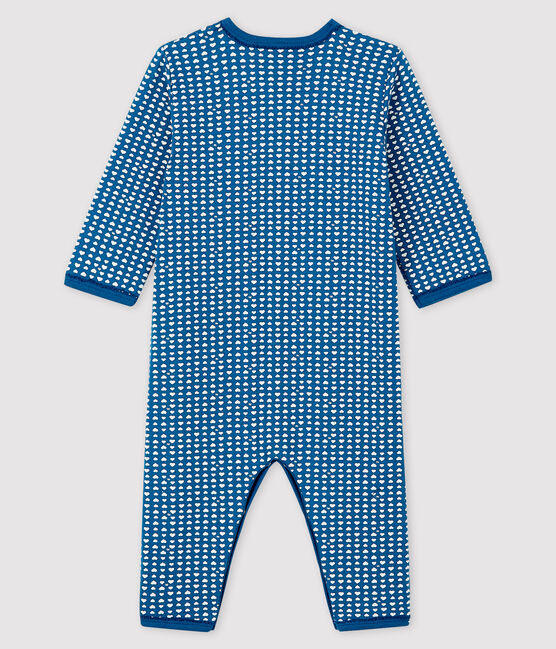 Dors-bien bleu sans pieds bébé fille en tubique bleu MAJOR/blanc ECUME