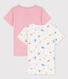 Lot de 2 t-shirts manches courtes imprimé singes petite fille en coton biologique