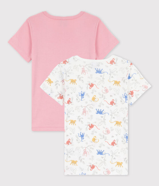 Lot de 2 t-shirts manches courtes imprimé singes petite fille en coton biologique variante 1