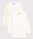Lot de 2 tee shirts manches longues imprimé cœur petite fille en coton