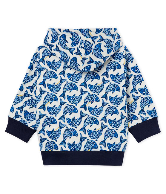 Sweatshirt à capuche zippé bébé garçon en jersey imprimé blanc MARSHMALLOW/blanc MULTICO